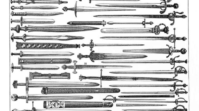 Grafika przedstawiająca kolekcję rzymskich mieczy z La Rousse XX Siecle, źródło: Adobe Stock