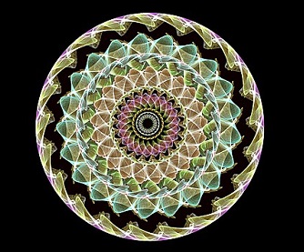 Mandala fraktalna wykonana za pomocą oprogramowania Fractal Caleidoscope, domena publiczna, Wikipedia