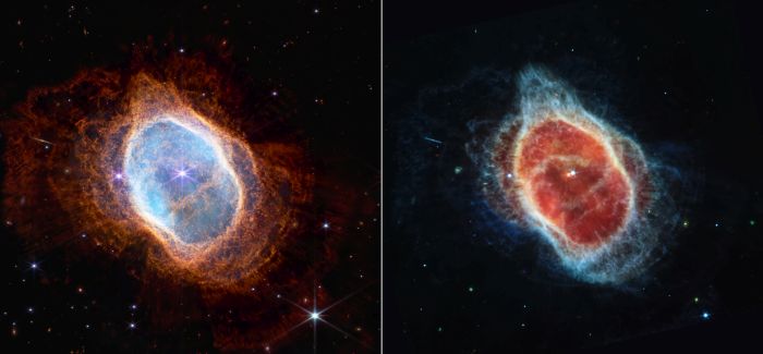 Mgławica Pierścień Południowy sfotografowana przez Kosmiczny Teleskop Jamesa Webba. Źródło: NASA, ESA, CSA, STScI.