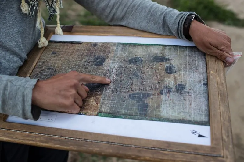 Plan orto-fotogrametryczny wykopu archeologicznego w Biskupicach. Podczas badań znaleziono przedmioty z okresu wczesnego neolitu, sprzed siedmiu tysięcy lat. (mr) PAP/Łukasz Gągulski 26.08.2020