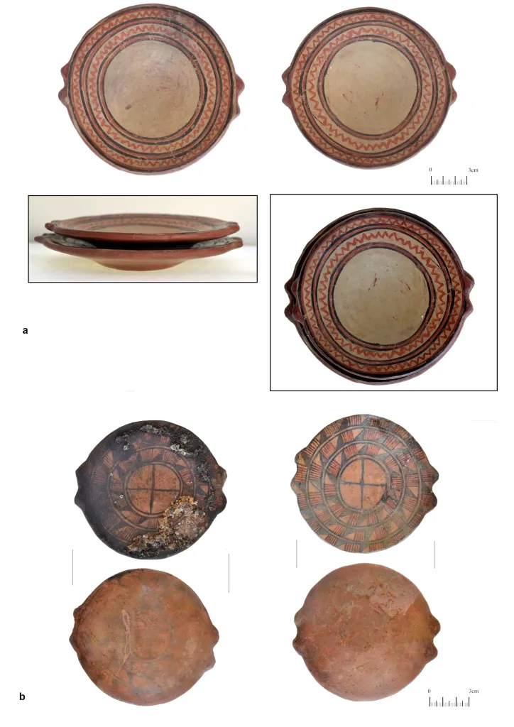 Dwie pary inkaskich talerzyków ppucu, które mogły występować w szerokiej gamie kształtów i dekoracji i mogą być monochromatyczne lub polichromowane. Zbiory Museo Santuarios Andinos (MUSA UCSM), fot. S. Siemianowska.