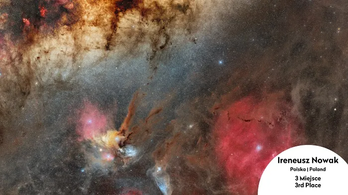 Obiekty głębokiego nieba. Miejsce 3. Ireneusz Nowak (Polska), seria dwóch zdjęć ukazujących Rho i Zeta Ophiuchi oraz Wielki Obłok Magellana. Przedstawiamy jedno z nich