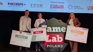 Fot. Laureaci polskiego finału konkursu FameLab 2025. Fot. L. Tomala
