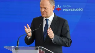 10.02.2026. Premier Donald Tusk podczas powołania Rady Przyszłości, 10 bm. w Gmachu Skyliner w Warszawie. PAP/Albert Zawada