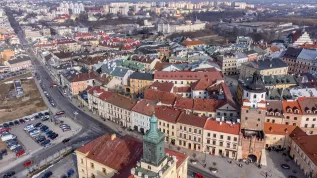 Lublin, 23.02.2025. Widok z góry na Stare Miasto w Lublinie. PAP/Wojtek Jargiło