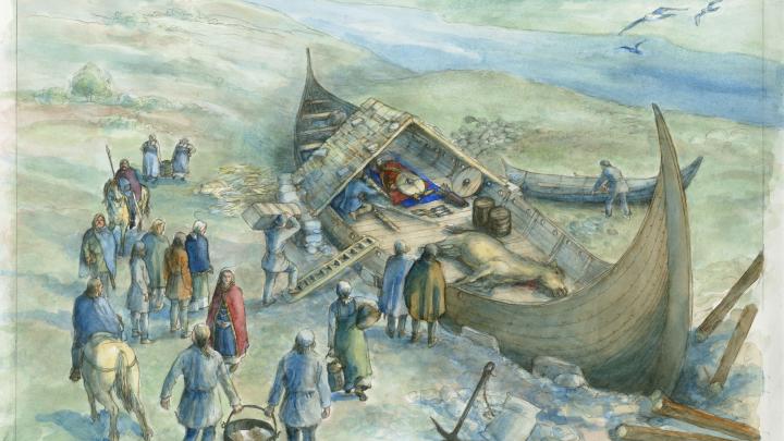Barco vikingo descubierto en un túmulo funerario en Noruega