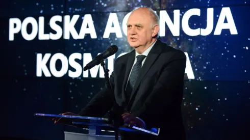 Prezes Polskiej Agencji Kosmicznej prof. Marek Banaszkiewicz podczas otwarcia siedziby Polskiej Agencji Kosmicznej w Gdańskim Parku Naukowo-Technologicznym. Fot. PAP/ Piotr Pędziszewski 10.07.2015