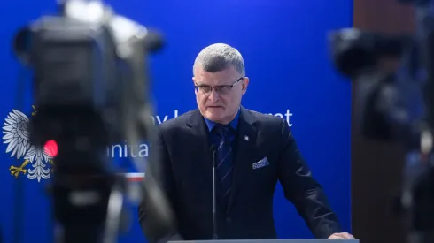 18.11.2024. Główny Inspektor Sanitarny Paweł Grzesiowski podczas konferencji prasowej w siedzibie Głównego Inspektoratu Sanitarnego w Warszawie. PAP/Piotr Nowak