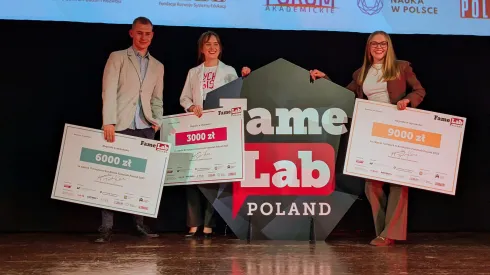 Fot. Laureaci polskiego finału konkursu FameLab 2025. Fot. L. Tomala