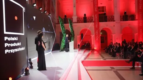 Gala ogłoszenia wyników konkursu Polski Produkt Przyszłości (edycja z roku 2020), 3 bm. w Auli Wydziału Fizyki PW  (sko) PAP/Tomasz Gzell