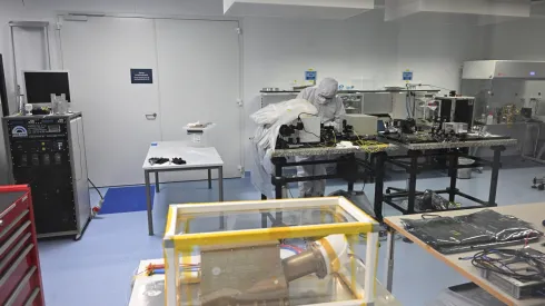 17.04.2026. Otwarcie laboratorium kosmicznego LUNAPARK, zorganizowane przez Centrum Badań Kosmicznych PAN oraz Sener Polska, 17 bm. w gmachu głównym CBK PAN w Warszawie. (mr) PAP/Radek Pietruszka