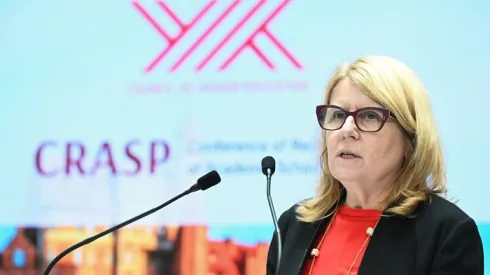 Gdańsk, 08.05.2026. Przewodniczącą KRASP prof. Bogumiła Kaniewska podczas sesji inauguracyjnej Forum Rektorów Polski i Turcji na Uniwersytecie Gdańskim. PAP/Andrzej Jackowski