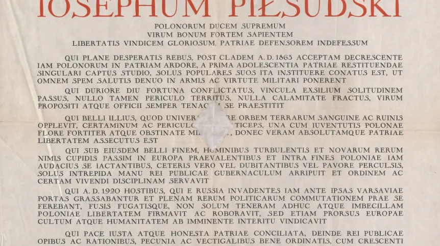 Doktorat h.c. dla Józefa Piłsudskiego od Uniwersytetu Poznańskiego. Ilustr. z Archiwum Państwowego w Poznaniu - domena publiczna. 