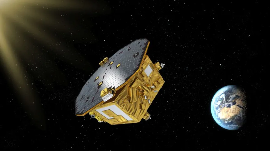 Artystyczna wizja satelity LISA Pathfinder. Źródło: ESA–C.Carreau. 