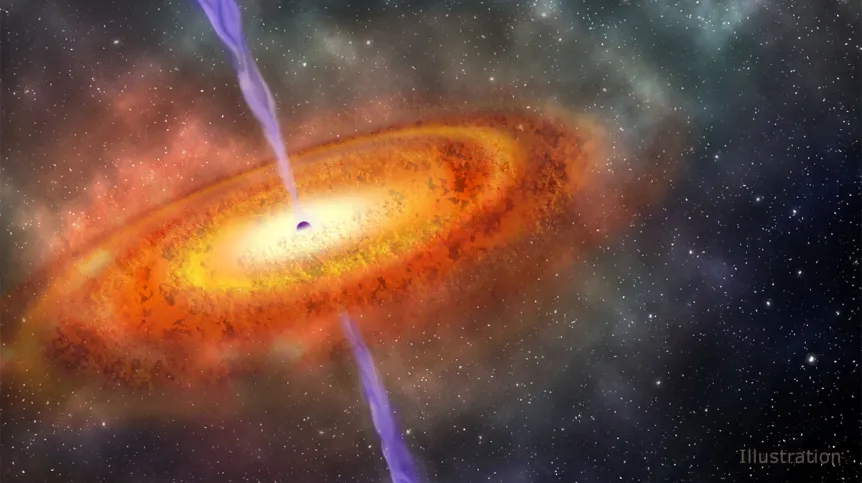 Artystyczna wizja supermasywnej czarnej dziury. Źródło: Robin Dienel/Carnegie Institution for Science