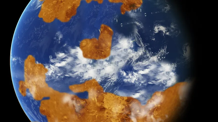Artystyczna wizja Wenus pokrytej wodą. Źródło: NASA.