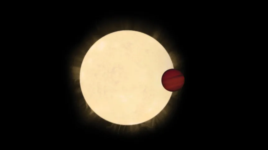 Artystyczna wizja gwiazdy HD 93396 i planety KELT-11b. Źródło: ESA.