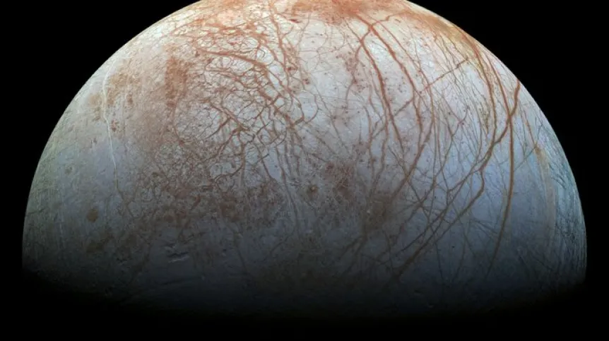 Europa – jeden z księżyców Jowisza. Źródło: NASA/JPL-Caltech/SETI Institute.