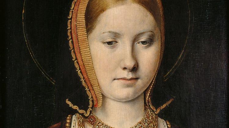 Michel Sittow, Portret Katarzyny Aragońskiej lub Mary Rose Tudor, ok. 1505 lub ok. 1514, olej na desce, 28.7 x 21 cm, Kunsthistorisches Museum Wien, inv. Gemäldegalerie, 7046