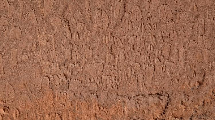 Żłobienia i rysunki z epoki kamienia z Doro (Namibia), fot. Andreas Pastoors, CC-BY 4.0 (https://creativecommons.org/licenses/by/4.0/)