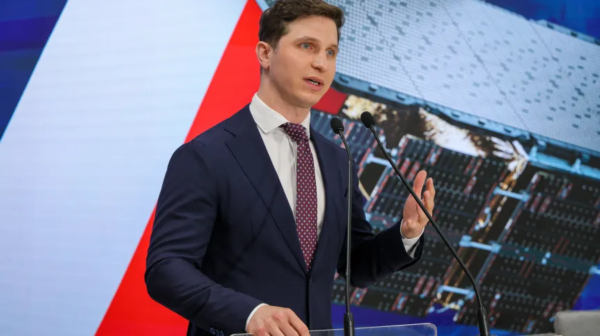 Warszawa, 14.05.2025. Dyrektor generalny i współzałożyciel ICEYE Rafał Modrzewski. Fot. PAP/Paweł Supernak