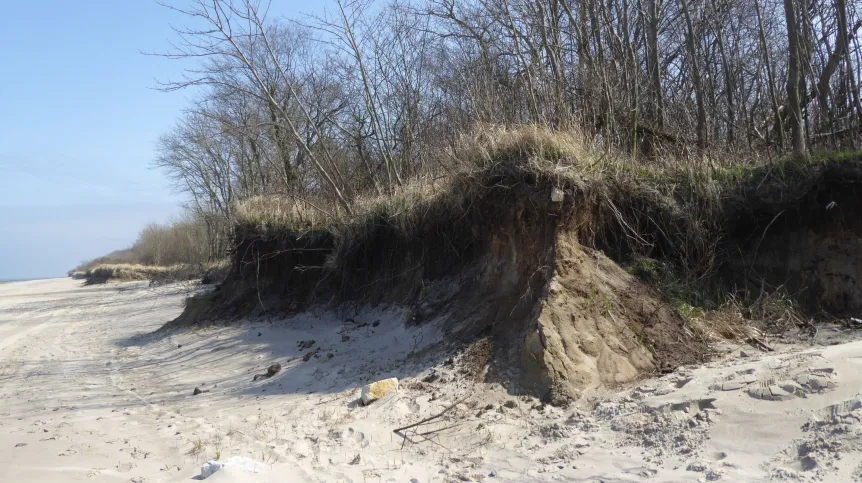 Widok na klif, z którego wypadł pochówek, 2018 rok; autorka Marta Chmiel-Chrzanowska 