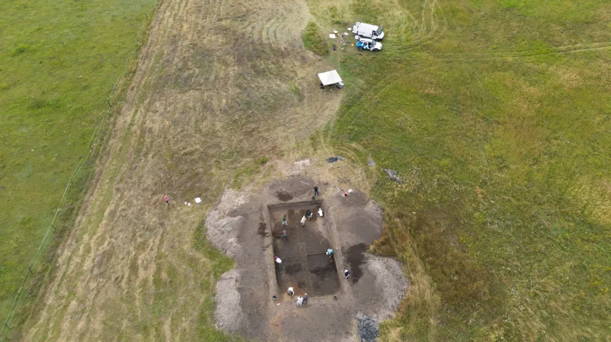 Wykopaliska w Zaborowie z lotu ptaka. Fot. Marcin Woźniak