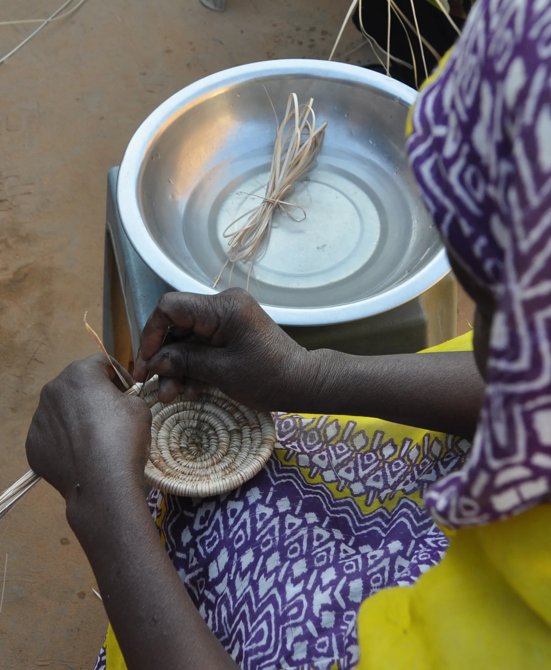 Women in Ghaddar still maintain the basket weaving technique, making beautiful tabaq. Credit: T. Fushiya